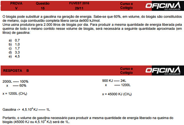 Questão 15 - 1ª Fase Fuvest 2016